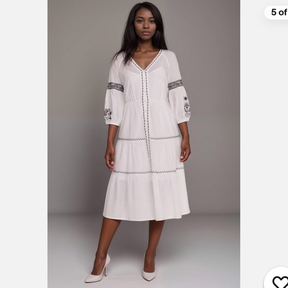 NWT Johnny Was white black embroidered peasant dress NWT Johnny Was white black embroidered peasant dress
